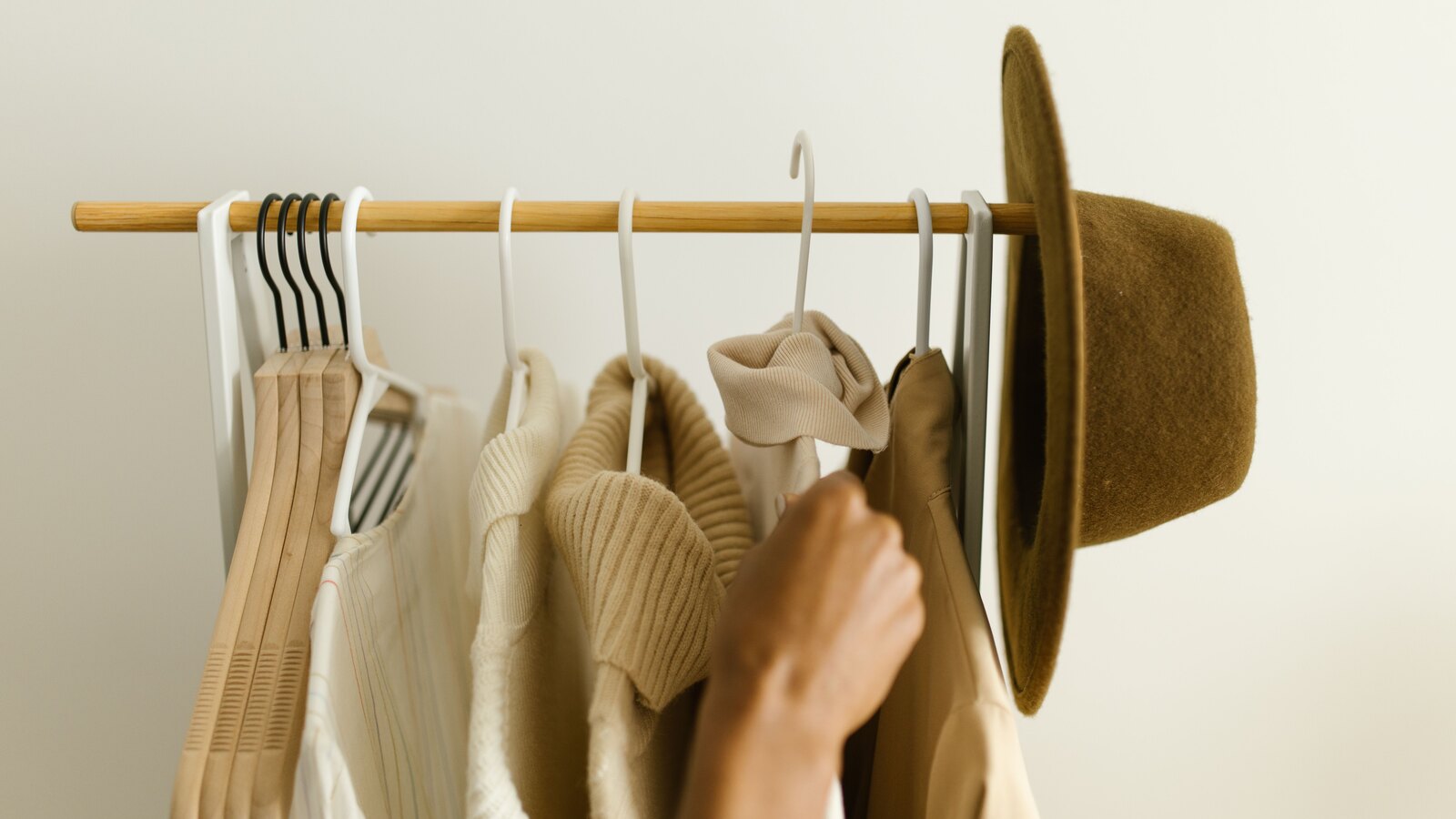 A calm rail of neutral clothing